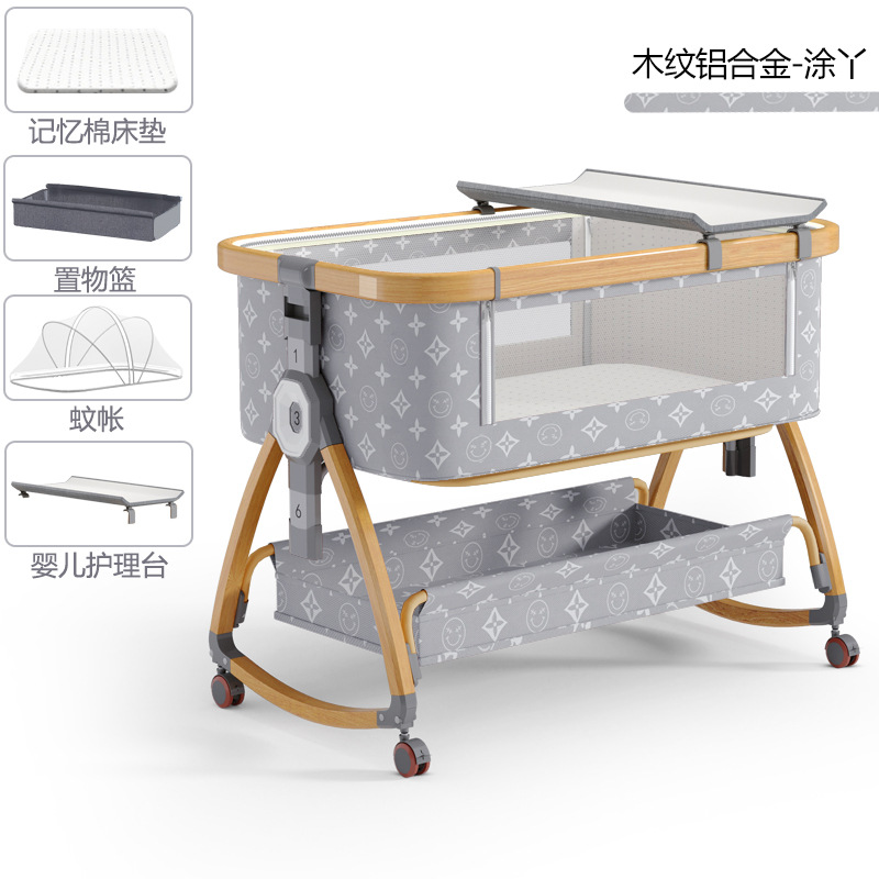 Cuna de bebé recién nacido cama costura Cama grande Baby Shaker BB cama de los niños cuna cama multifuncional móvil plegable