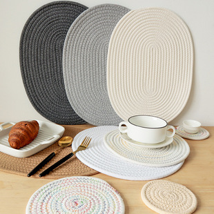 Heat Insulation Mat Japanese-style Home Kitchen Cotton Rope Placemat Dining Table Placemat Coaster Heat Insulation Mat Dining Table Heat Insulation Mat Napkin