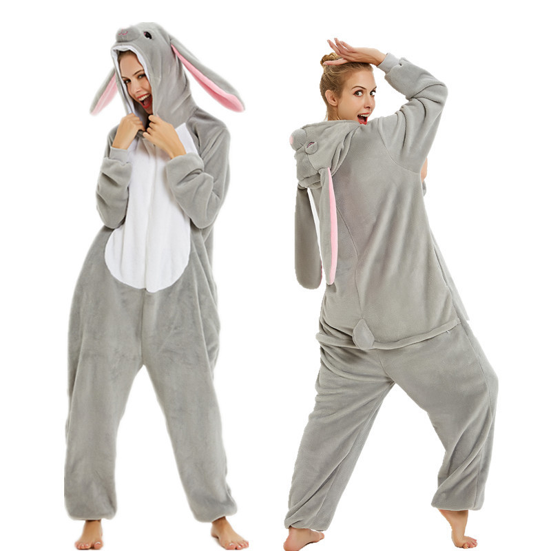 冬のフランネル大人の動物漫画ワンピースパジャマ小さな蜂かわいいカップルスタイル厚みのあるホーム服トイレ|undefined