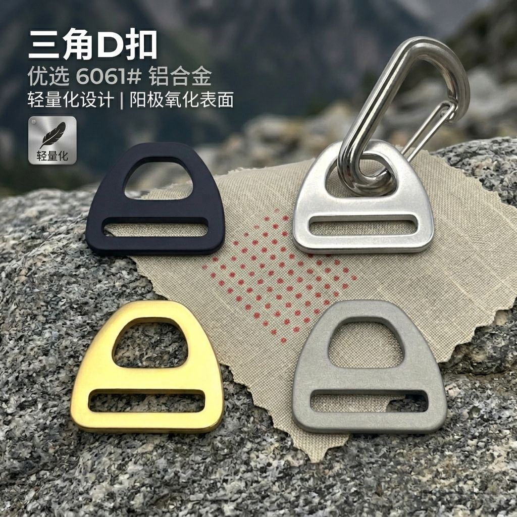 厂家直销6061铝合金扣 织带适配宠物胸背带D型扣 服装织带配件