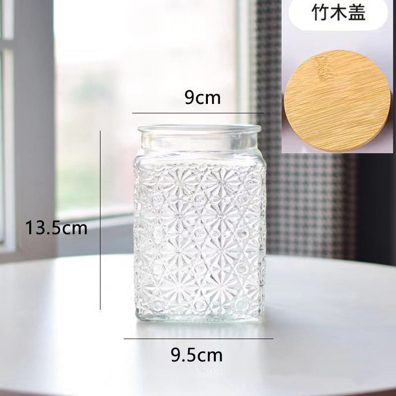 雕花海棠玻璃密封储物罐厨房家用干果零食大容量收纳喜糖罐食品级|undefined