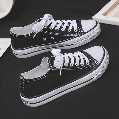 Douchuan spring new canvas shoes for women, trendy simple low-top casual cloth shoes, breathable student sneakers, men's wholesale