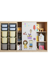 A4L实木儿童书架落地书柜推拉门家用置物架绘本架宝宝收纳柜