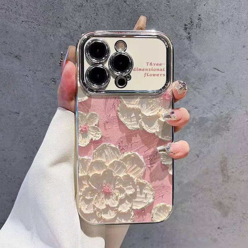 ins油画花朵适用苹果iPhone17手机壳华为P60Pro荣耀100防摔保护套