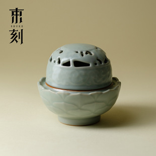 Creative Ceramic Incense Burner in Celadon Color Ru Kiln Style for Home Indoor Use, Incense Burner, Incense Holder, Agarwood Coil Incense
