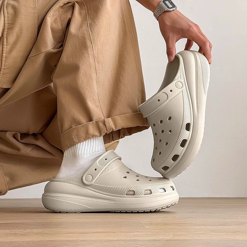 Туфли Puff Croc, летняя верхняя одежда, тапочки Baotou на толстой подошве 6 см, нескользящие износостойкие пляжные сандалии для пар из ЭВА