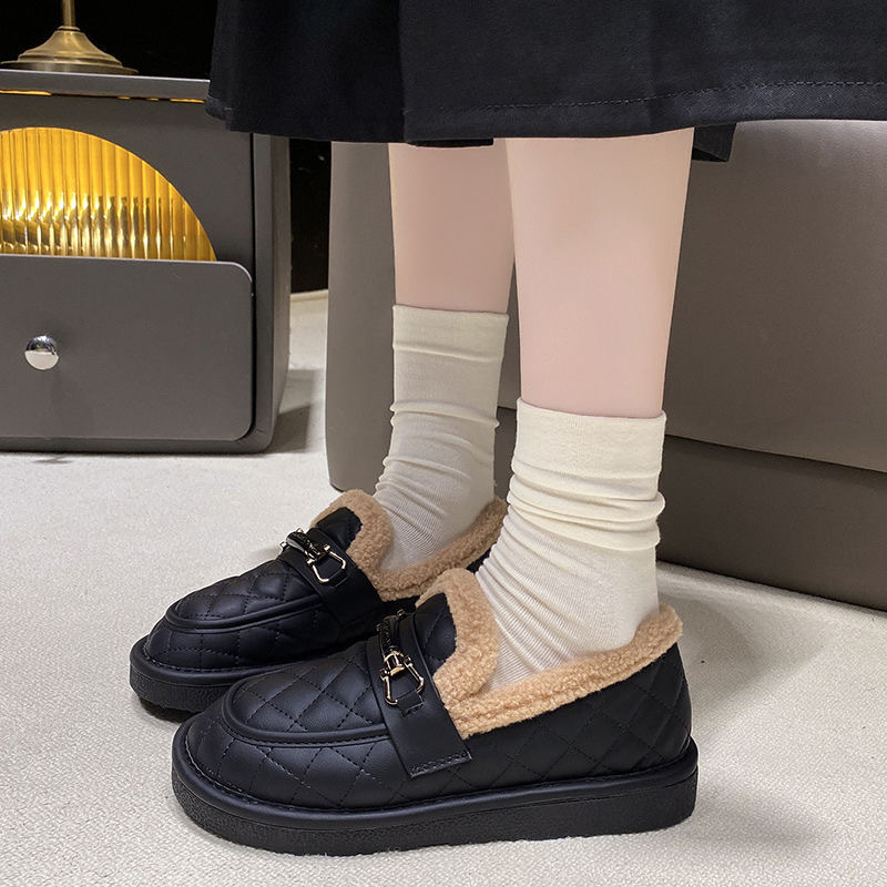 Nuevos zapatos de algodón para mujeres 2024 nuevo invierno de un pie calentador y zapatos de terciopelo zapatos de pan zapatos planos zapatos de lana mujeres image 4