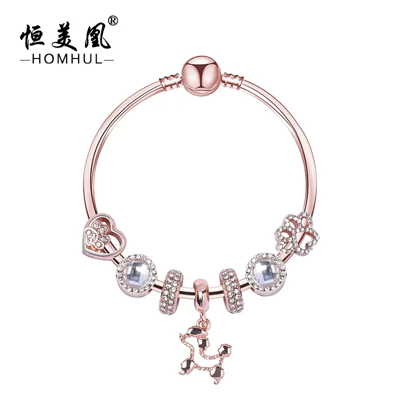 Golden cute pendant, beaded bracelet, pink gold, cat's eye