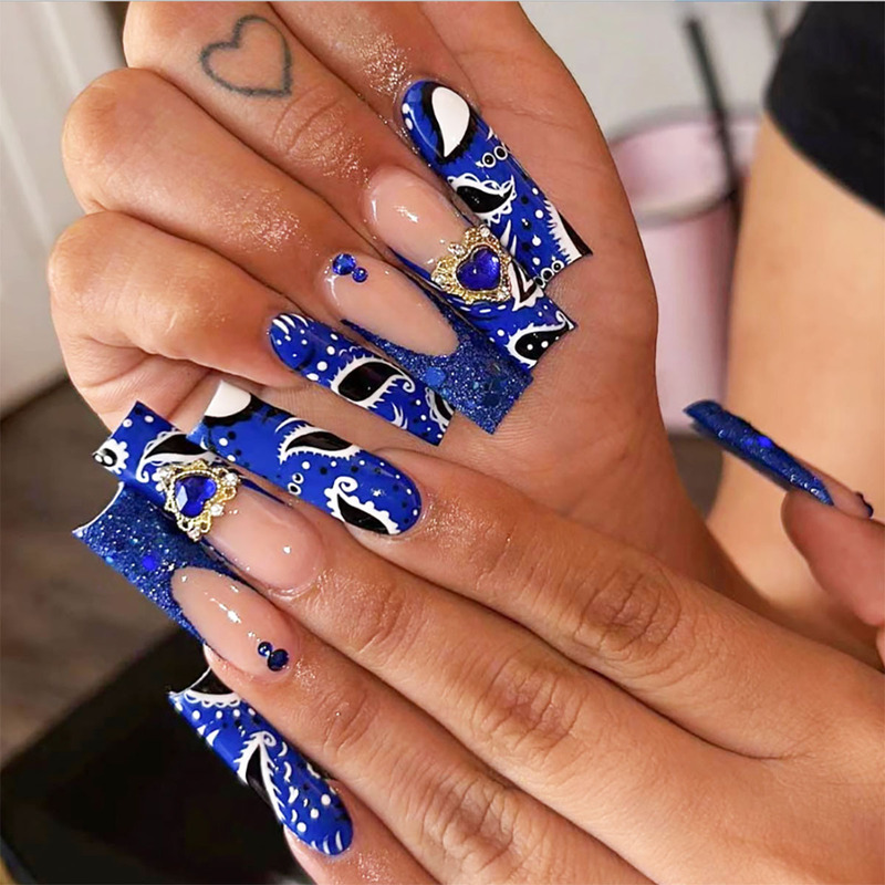 Foreign trade rectangular armour ocean blue diamond Europe and the United States to wear nail art wholesale pure want fingernail piece removable Foreign trade rectangular armour ocean blue diamond Europe and the United States to wear nail art wholesale pure want fingernail piece removable