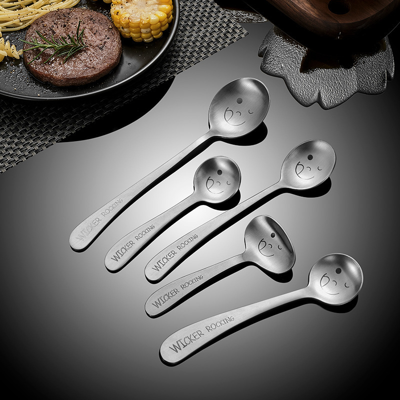 304 stainless steel tableware Korean creative mixing spoon inclined handle laser spoon Fork chopsticks student tableware gift set