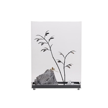 现代新中式透明罩子铁艺抽象山形金属竹子摆件样板房玄关艺术品