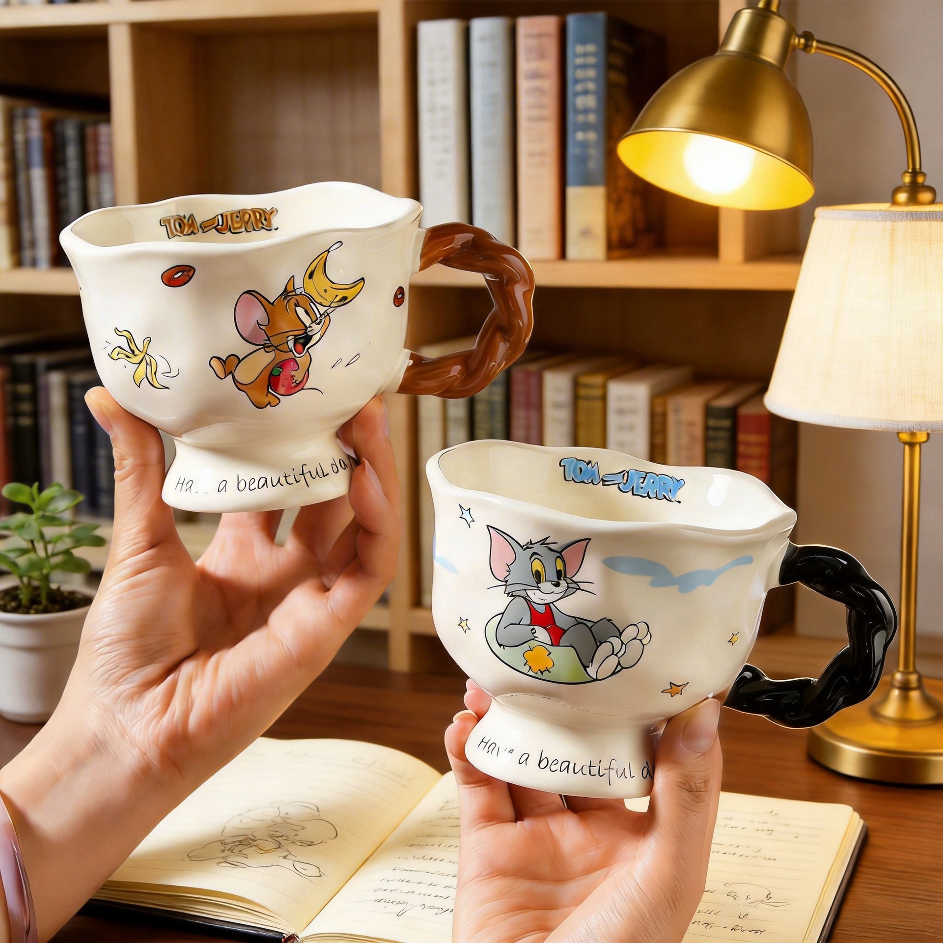 Tom and Jerry Creative Ceramic Mug Couple Cup Household Coffee Cup Holiday Gifts Wholesale Souvenirs