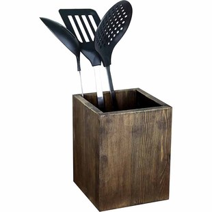 Retro Wooden Chinese and Western Food Cutlery Storage Box Household Desktop Cutlery and Chopsticks Storage Rack Kitchen Utensil Storage Tube