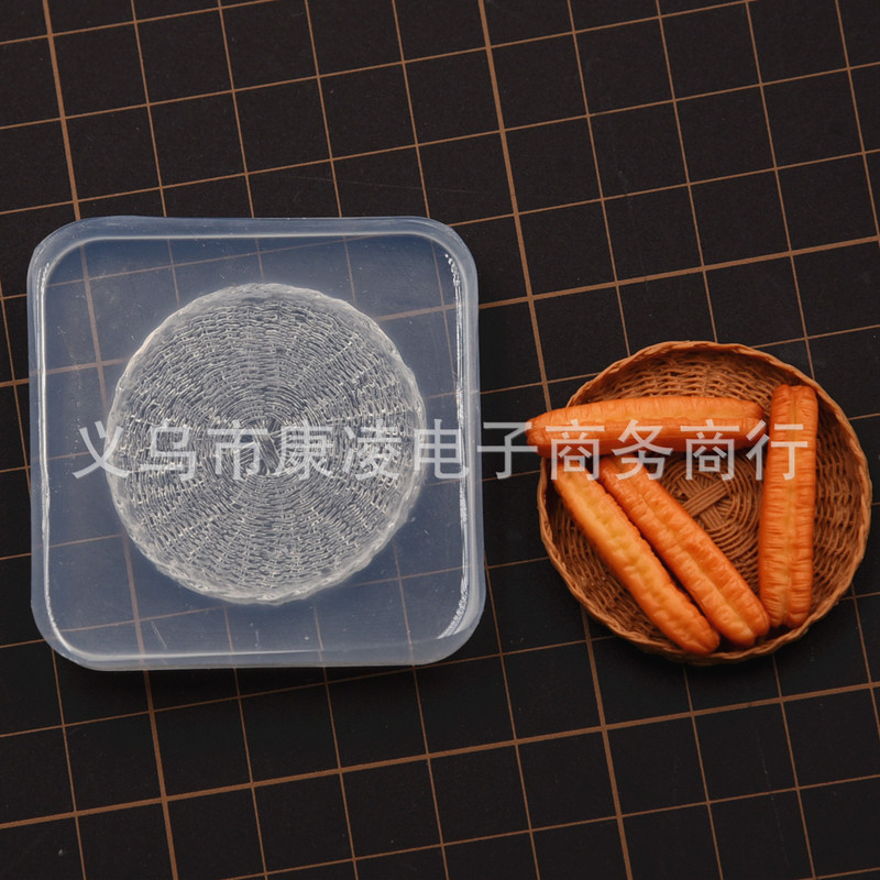 Miniature eating and playing rattan plate series mini fruit plate diy silicone mold silicone silicone house handmade material clay soft pottery