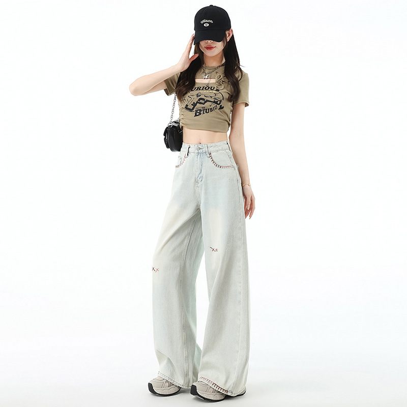 欧商品のストレートジーンズの女性の春の新型の欧商品の潮牌の小さい背はやせています。|undefined