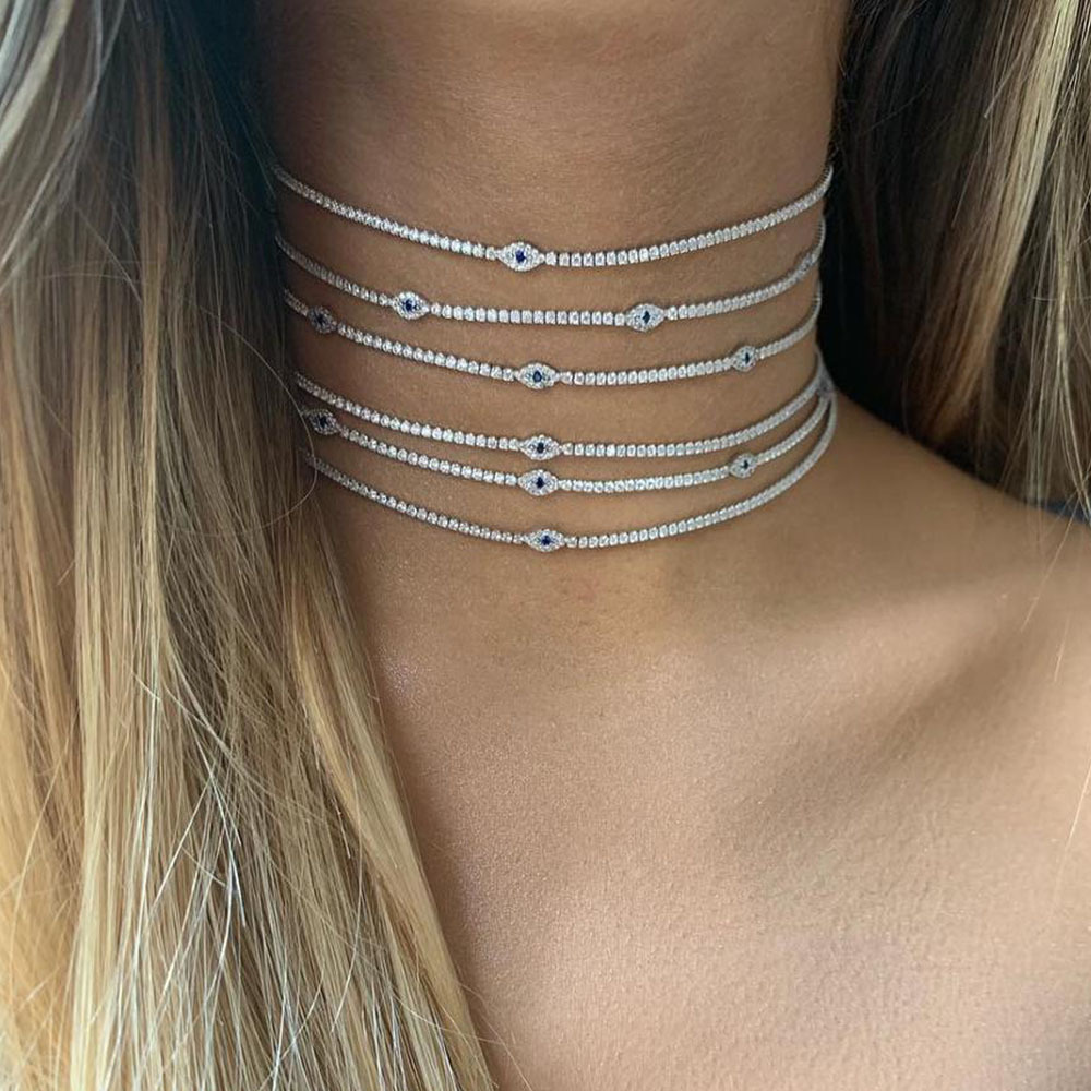 Necklace Classification Retro Devil's Eye Alloy Rhinestone Women's Necklace