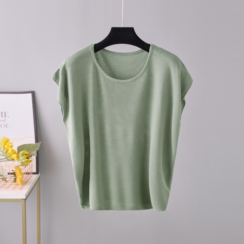Daily Occasion Round Neck Neckline Wholesale Women'S Elegant Solid Color Sleeveless T-Shirts