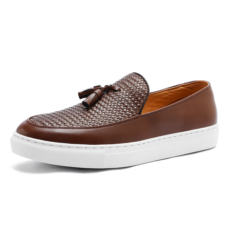 Transfronterizo nuevo más tamaño borla zapatillas hombres de moda europea y americana pasarela slip-on zapatos de cuero de los hombres de negocios personalizados zapatillas de deporte casuales image 11