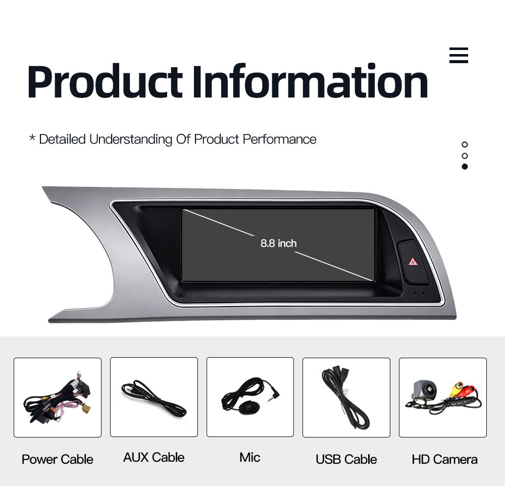 8.8inch Suitable for Audi A5 S5 B8 8t Car Central Control Large Screen Navigation Carplay Player
