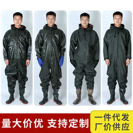 批发全身连体下水衣下水裤 带鞋连水靴雨裤批发 连体防水服下水衣