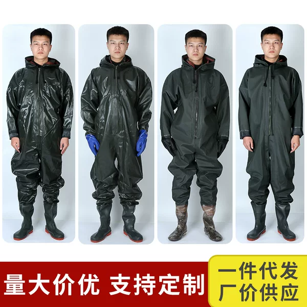 Wholesale Full-Body One-Piece Wetsuits and Waders with Shoes and Rain Pants Wholesale One-Piece Waterproof Suits and Wetsuits