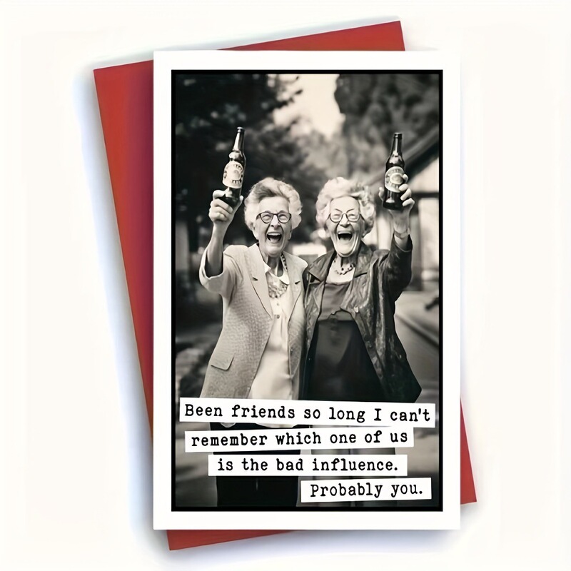Temu Amazon Cross-Border Popular Birthday Greeting Card with Envelope, Funny Text Card, Spoof Fun Greeting Card Gift