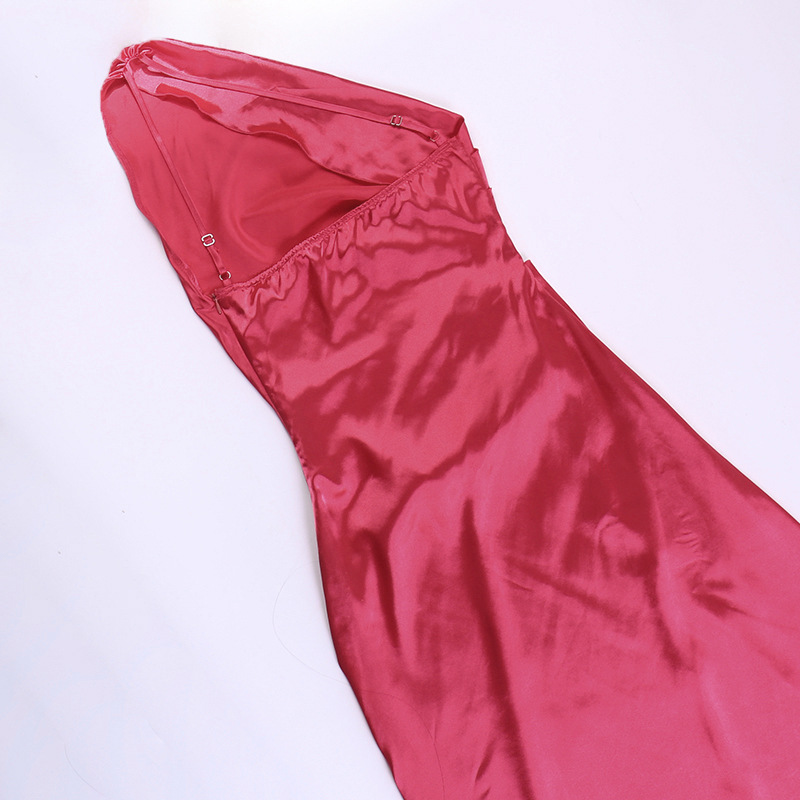 Elegant Women's Satin Pleated Maxi Dress With Side Split_voghion.com
