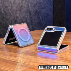 カラーメッキ対応 サムスン zflip7 携帯電話ケース zflip6 カラフル zflip5世代 折りたたみ式スクリーン フリップカバー マグネット式ケース