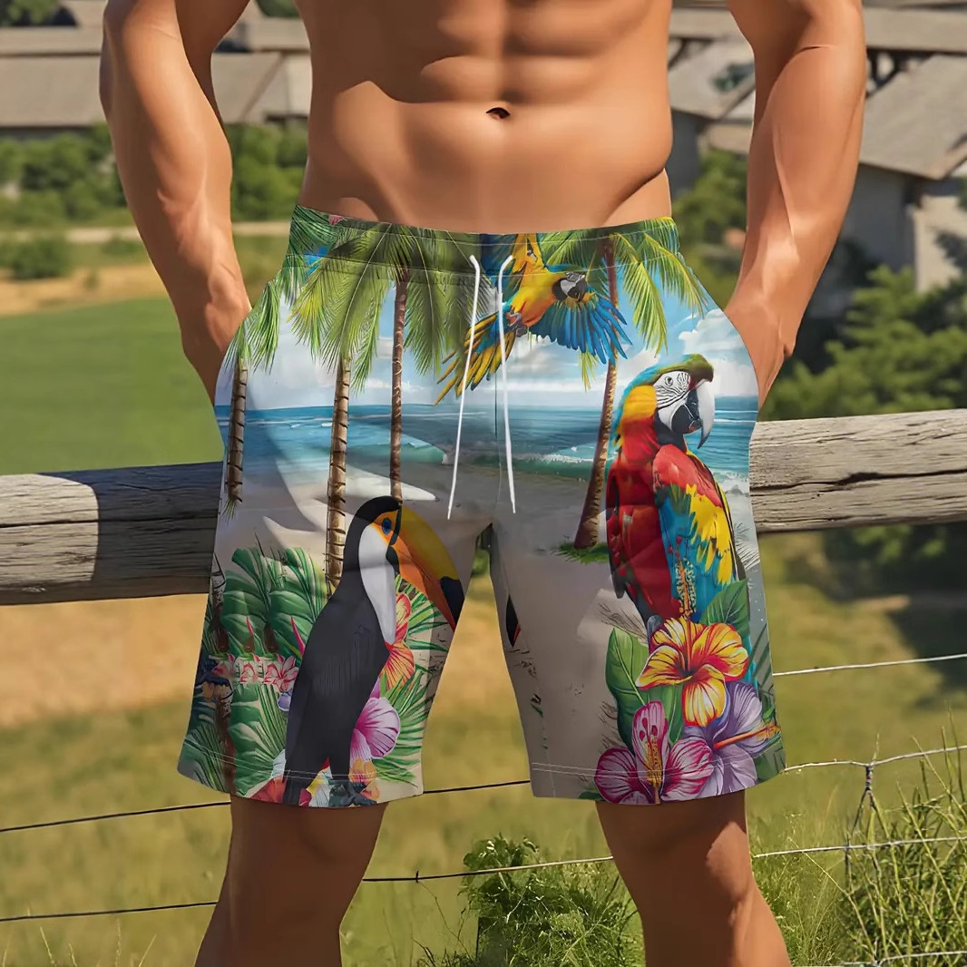 Summer European and American Large Size Men's Beach Pants Hawaiian Men's Sports Shorts Cross-Border Loose Quick-Drying Shorts