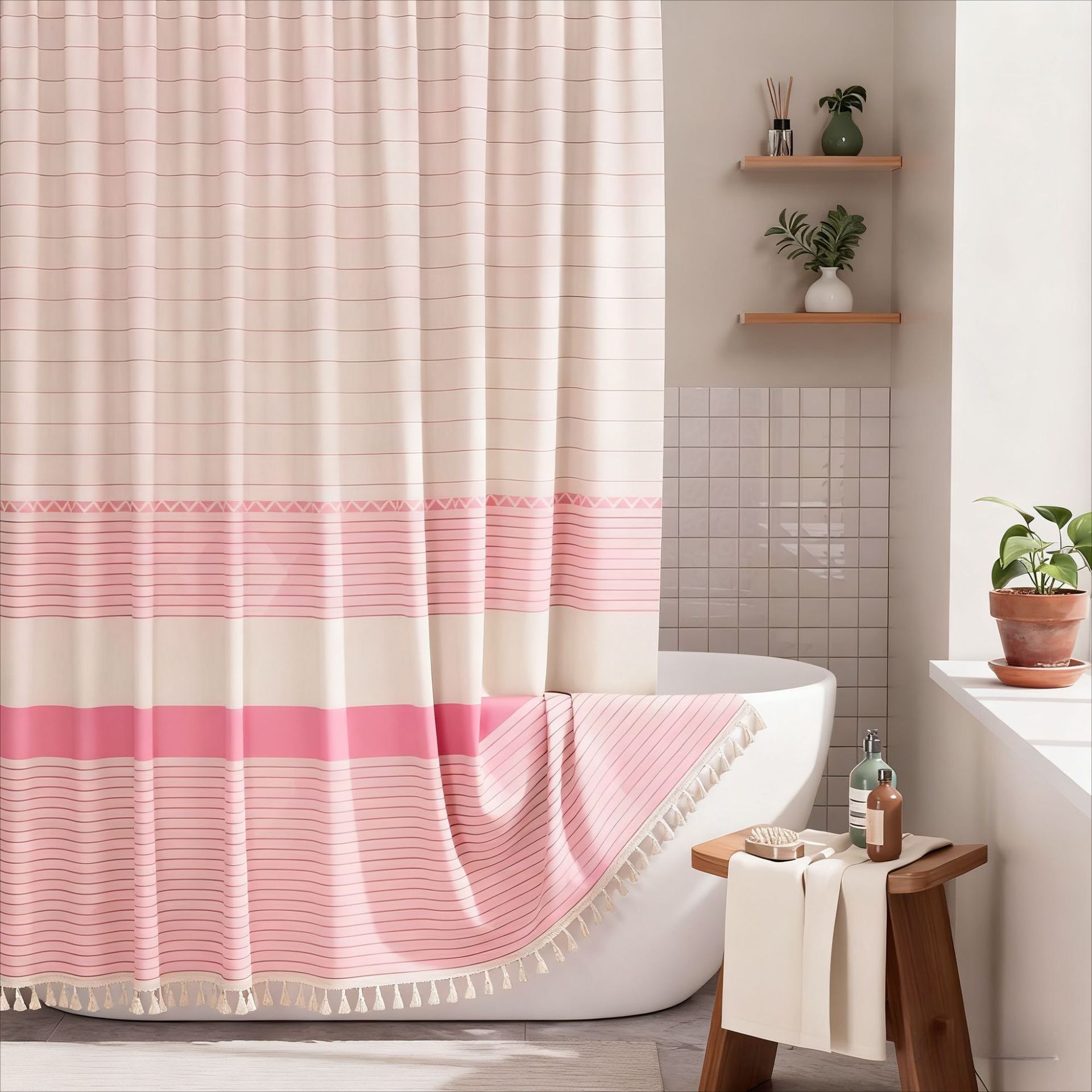 Cortina de ducha de lino jacquard Amazon, impermeable y antimoho, cortina divisoria para baño, cortina de tela impermeable, venta al por mayor
