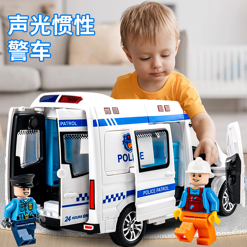 子供用音と光付き120救急車、5ドア慣性玩具車、シミュレーションカーモデル、男の子用パトカー|undefined