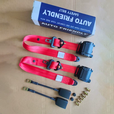 Three-Point Safety Harness Suitable Car seat belt - red-slk-015kg-set-in-a-box-with-screws