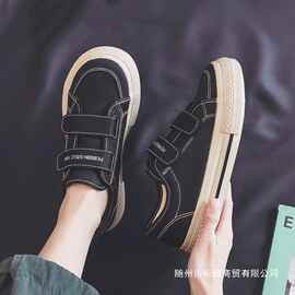 大本魔术贴帆布鞋女2025新款板鞋子ins百搭鞋运动鞋女鞋增高颜值