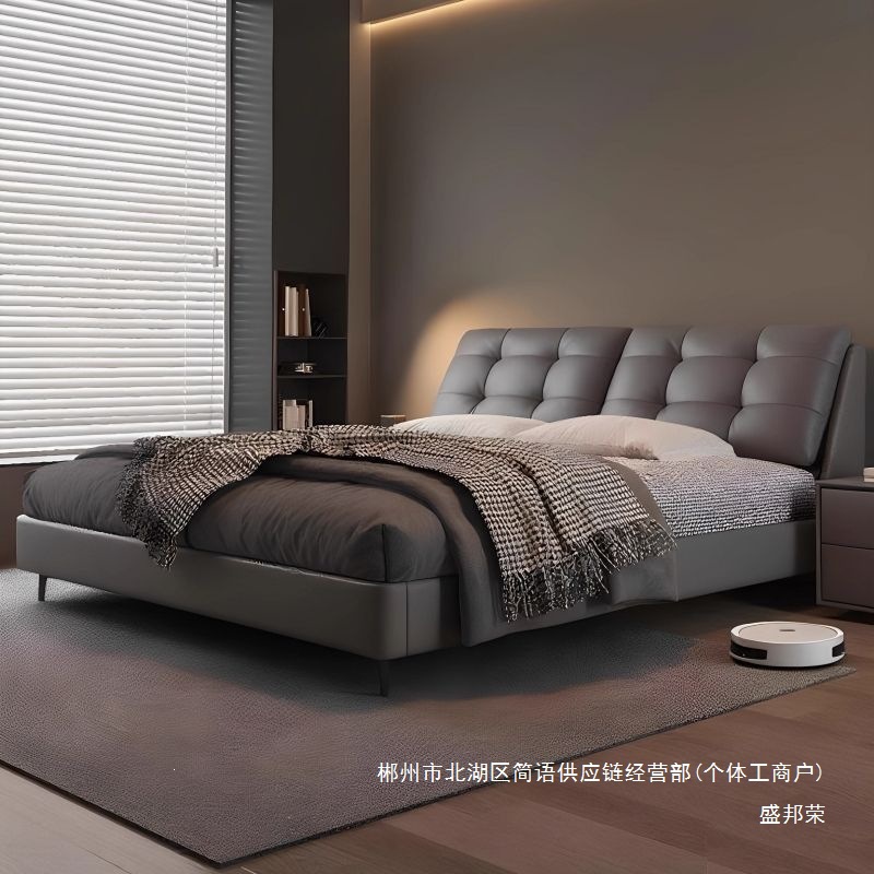 Fábrica directa cama de lujo ligera italiana 2026 nueva 1m8 atmósfera simple moderna doble cama principal suave