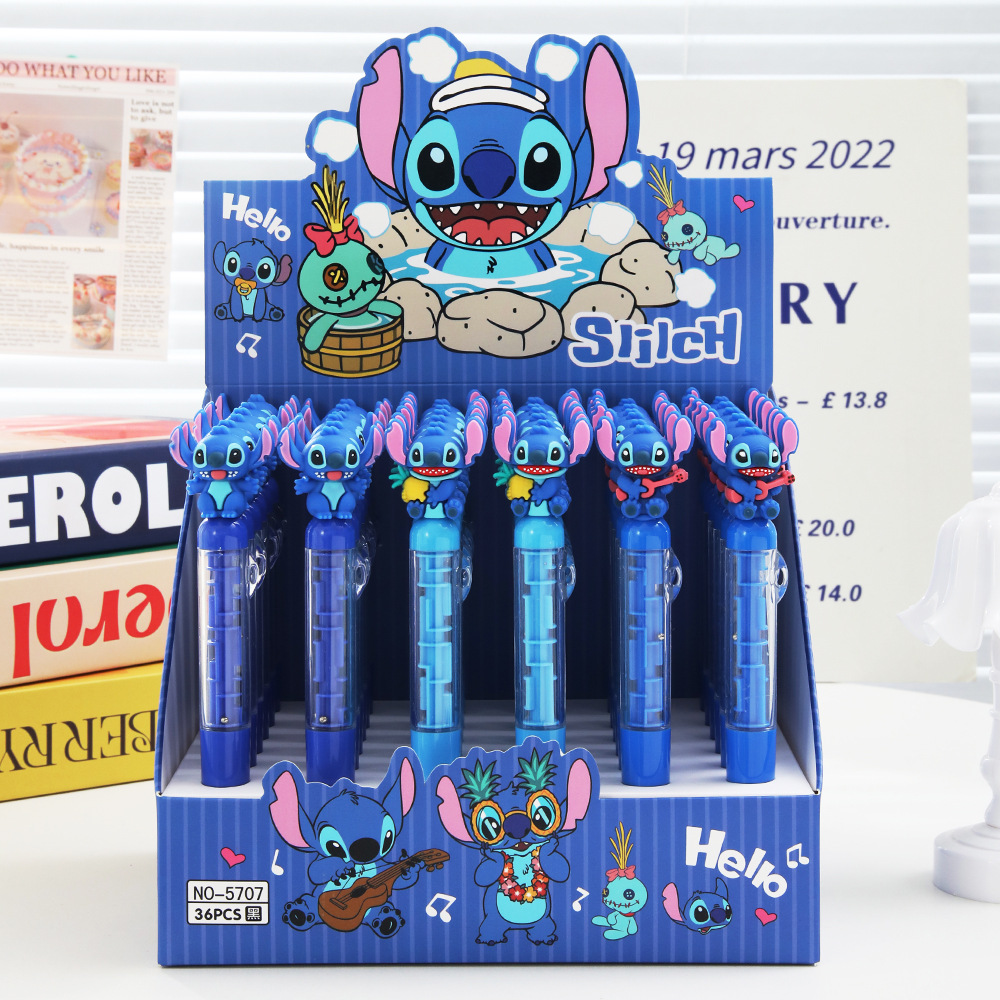 lindos pequeños bolígrafos azules negros crean accidentes comerciales laberinto bolígrafos de bolas de dibujos animados estudiantes de primaria aprenden suministros de papelería