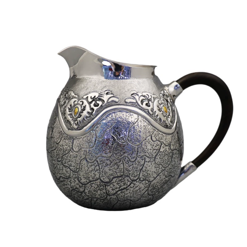 Sterling silver teapot tea set to make old stone pattern wood handle tea divisions