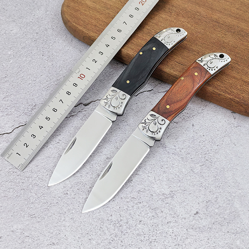 户外折叠刀高硬度迷你随身多功能小刀双钢彩木手柄小折刀口袋刀