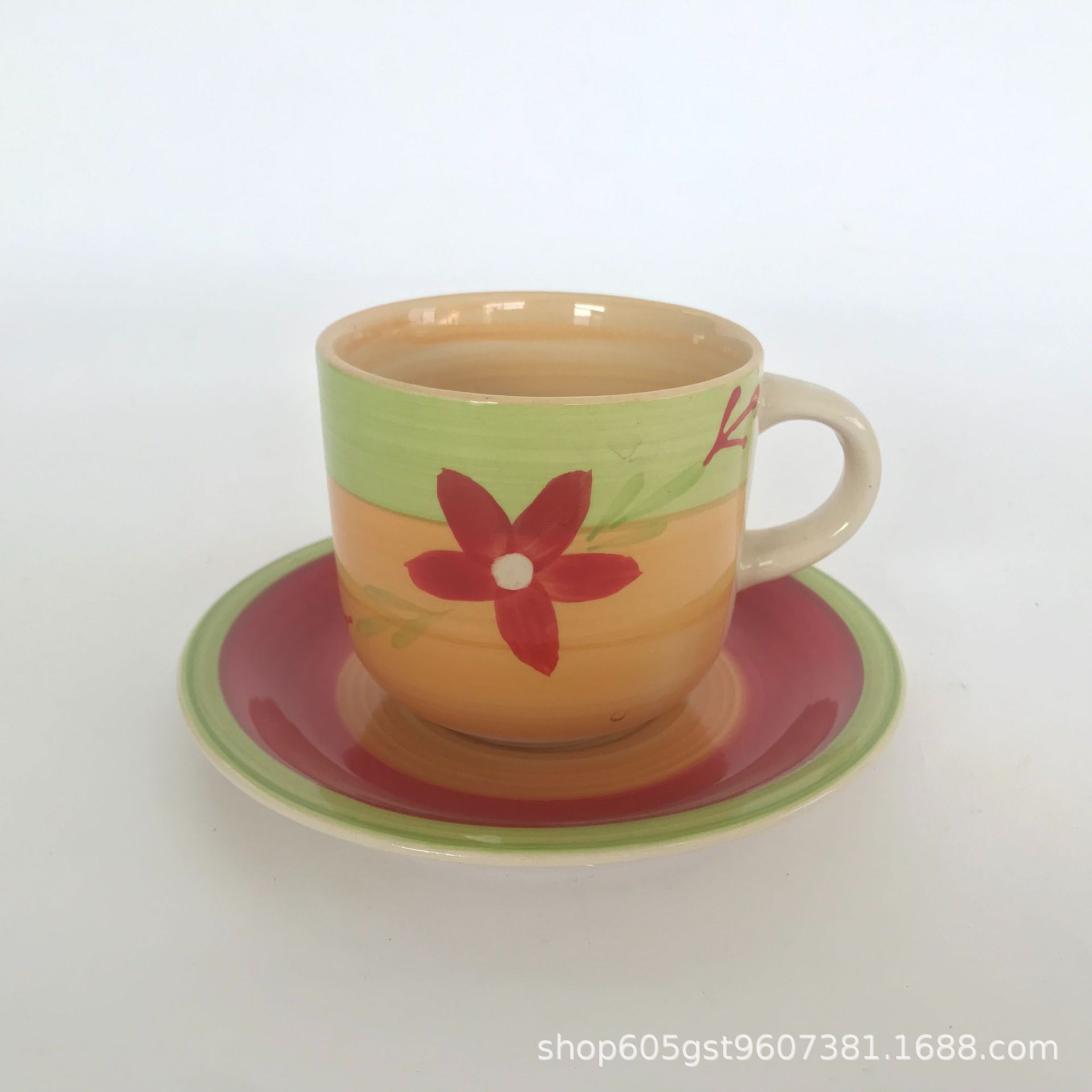 Tazas y platos de cerámica Stoneware Retro Coffee Cup Set Ceramic Rugged Creative Cup Plate Set de esmalte de color individual image 15
