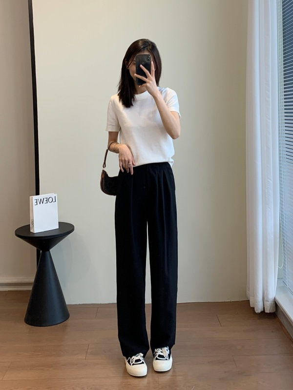 2025高品质单品~极简风超细棉小圆领针织半袖短袖T恤女春夏|undefined