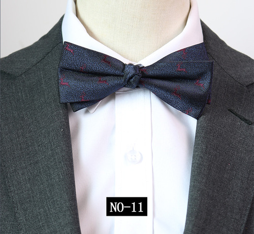 Patterned bow tie for men's banquet, business wedding, groom's best man's gentleman's dress, photo studio wine red and navy blue fashionable bow