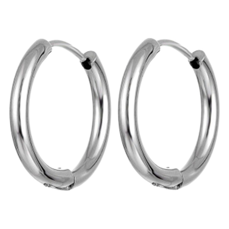 Cruz-Frontera de acero de titanio redondo personalizado de los hombres y las mujeres de hip hop pendientes de acero inoxidable versátil de 18 quilates de oro estudiante línea de oreja anillo de oreja