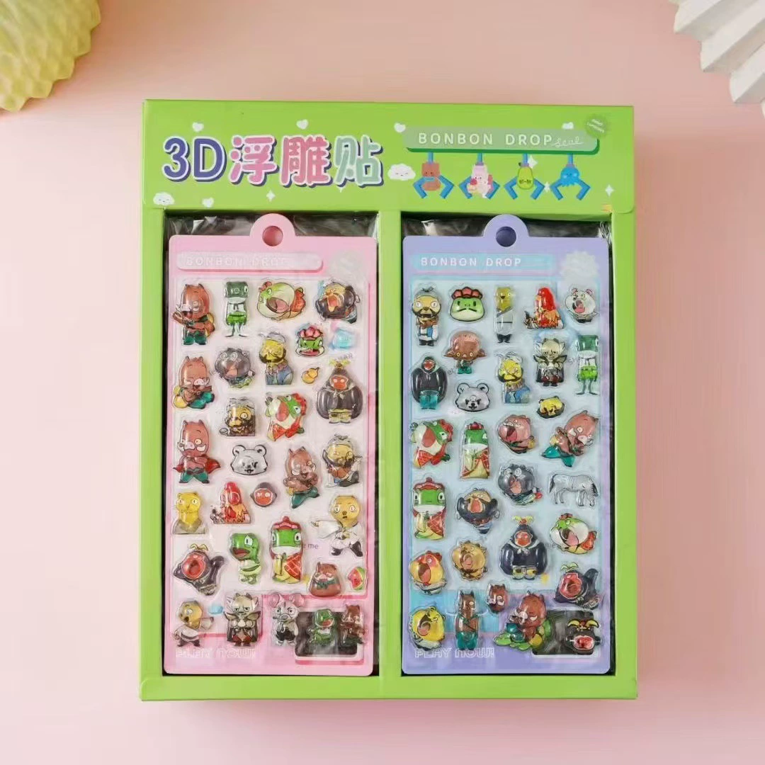 3D водонепроницаемые детские мультяшные наклейки (Bonbon Drop), рельефные, набор персонажей