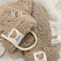 原創可愛小熊三色毛絨手套帶繩冬季加絨加厚保暖學生騎行防寒防風