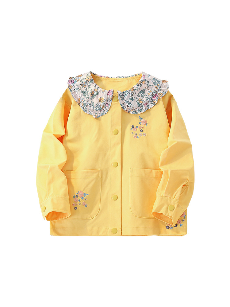 Malwee abrigo para niñas Primavera y otoño nuevos niños europeos y americanos medianos y pequeños estilo occidental niña bordada de manga larga para niños