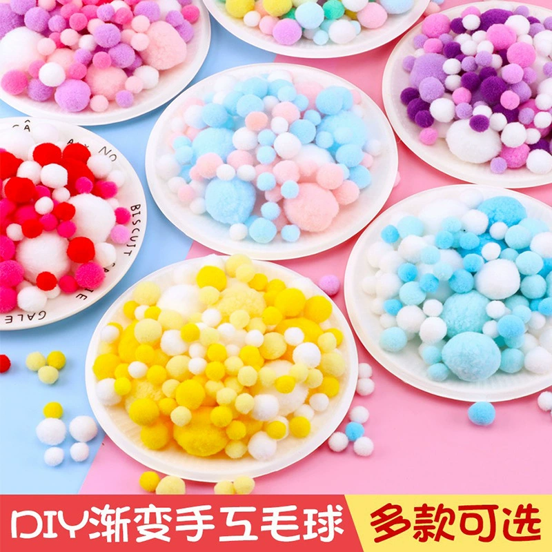 Красочный высокоэластичный маленький меховой шарик, детский материал ручной работы, сумка, градиентное смешивание цветов, Креативные украшения, аксессуары для меховых шаров