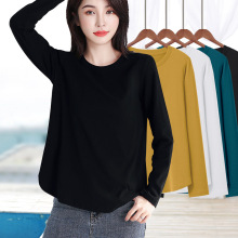 新款正肩上衣女单件黑色长袖t恤打底衫大码宽松显瘦遮肚子肉小衫