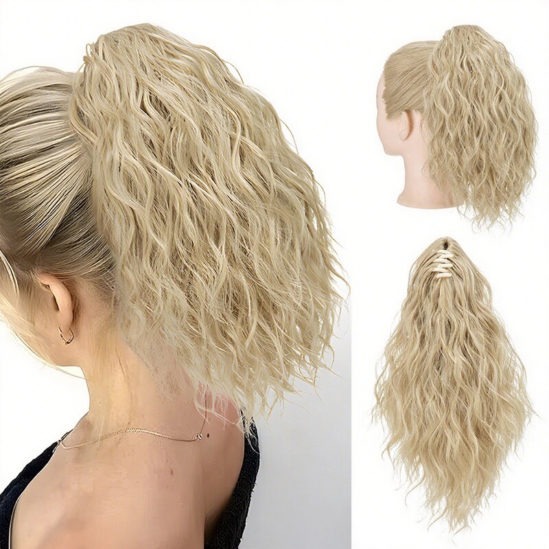 Foreign Trade Wig Ponytail European and American Women's Long Hair Bundle High Temperature Silk Fluffy Seamless Grab Clip Fake Ponytail Direct Sales Cross-Border Delivery