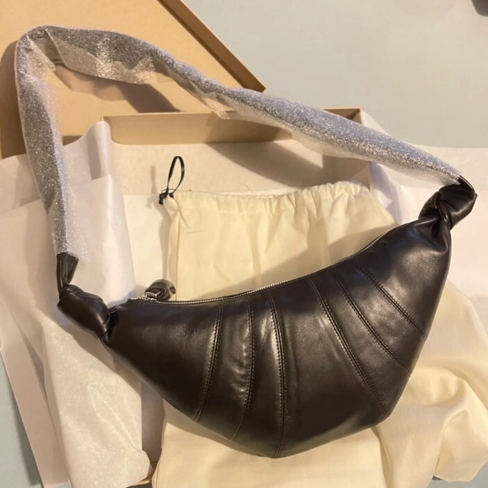 [High-End Model] Le Goatskin Croissant Bag Original Leather Croissant Dumpling Bag Genuine Leather Lazy Style Single Shoulder Crossbody Bag for Women