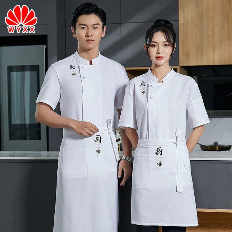 Летняя тонкая задняя часть детского сада кухня рабочая одежда шеф-повара Мужская одежда для персонала столовой женская белая одежда для шеф-повара с коротким рукавом