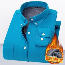 秋冬季灯芯绒保暖衬衫男长袖加绒加厚日常休闲衬衣中老年爸爸装